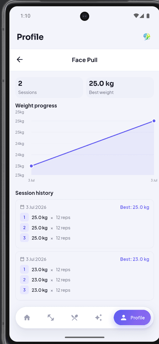 FitMind AI: Exercise progress