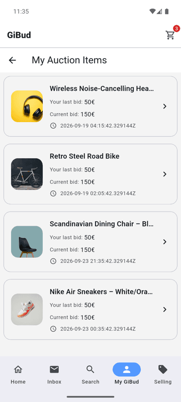 GiBud: My auction items