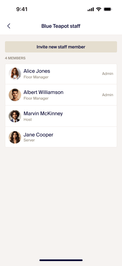 Corner Table: Venue staff