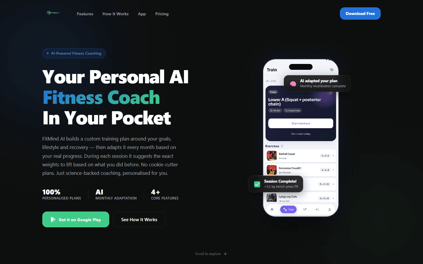 FitMind AI: Website: hero