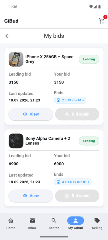 GiBud: My bids